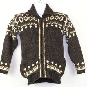 Gaeltarra Nordic Irish Wool Full Zip Sweater Jacket Womens Small